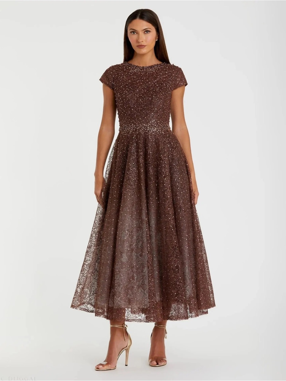 COPY - Beaded Floral Cap Sleeve Gown size 16 new